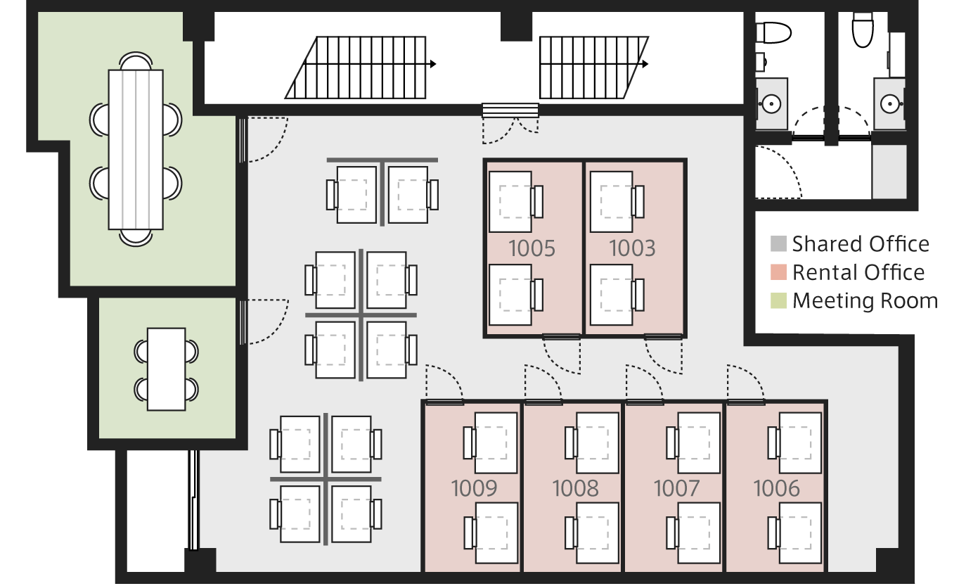 1Fレンタルオフィスレイアウト図